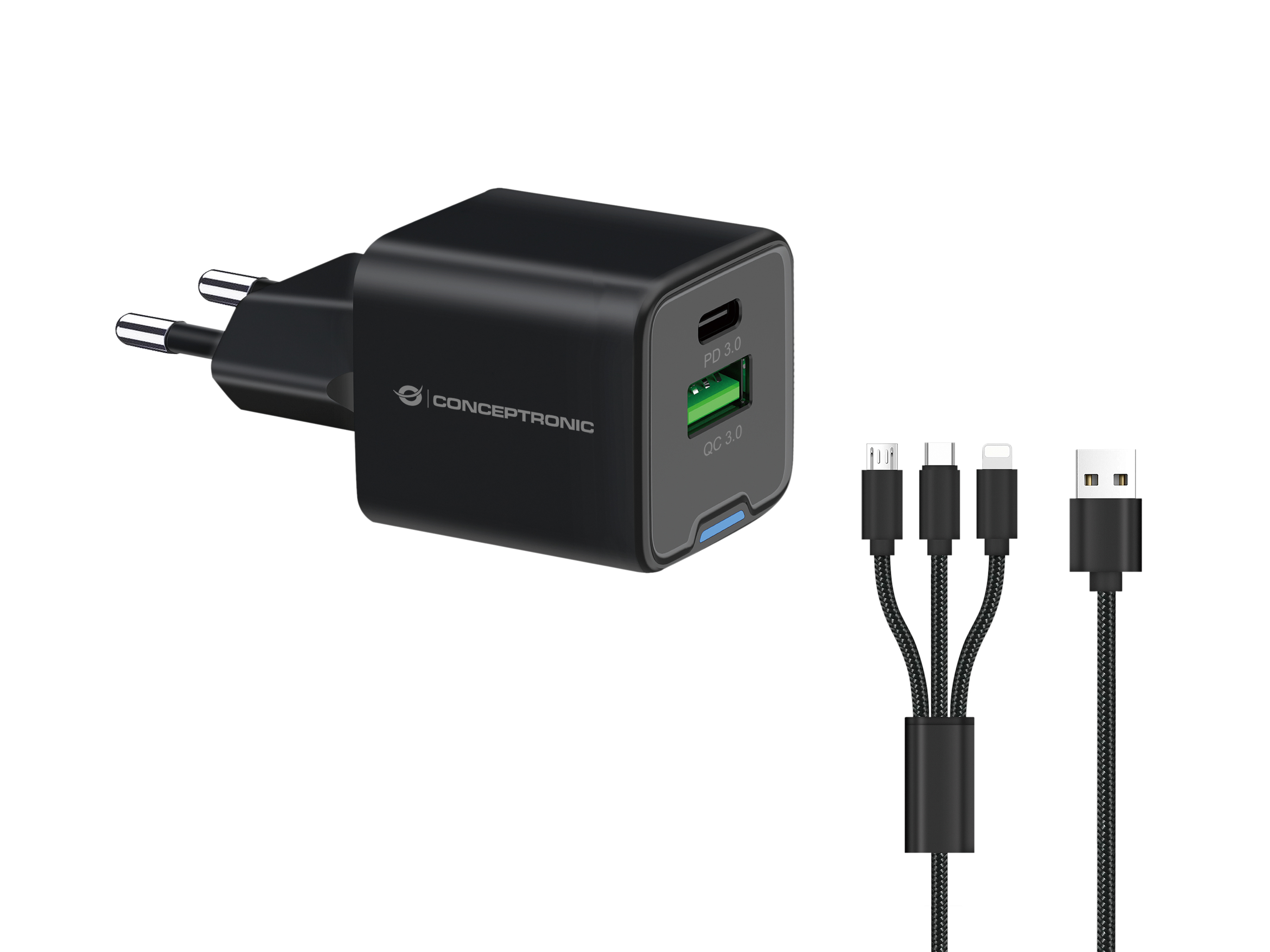 Conceptronic ALTHEA16B 33W Ladegerät 1x USB-C 1x USB-A Schwarz