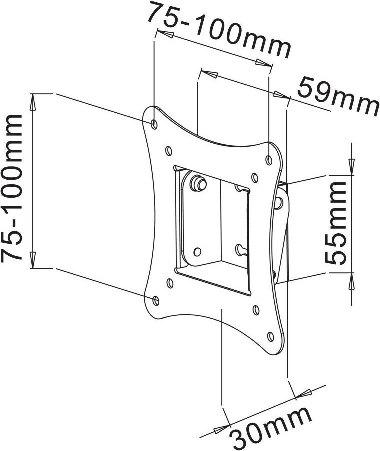 Techly Wandhalterung neigbar für LCD/LED TV 13"-30", bis 15 kg, VESA 100 x 100 mm, Schwarz