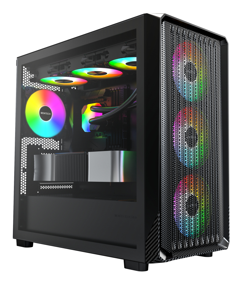Montech X5M (B) Midi-Tower Micro-ATX Tempered Glass ARGB Schwarz