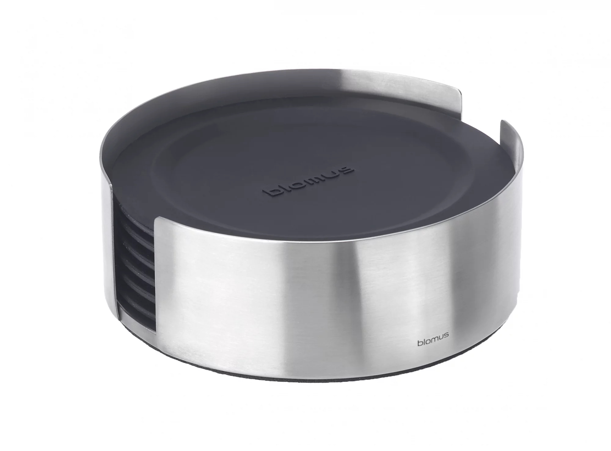 blomus LARETO Untersetzer 6er-Set 11 cm Rund Schwarz/Silber