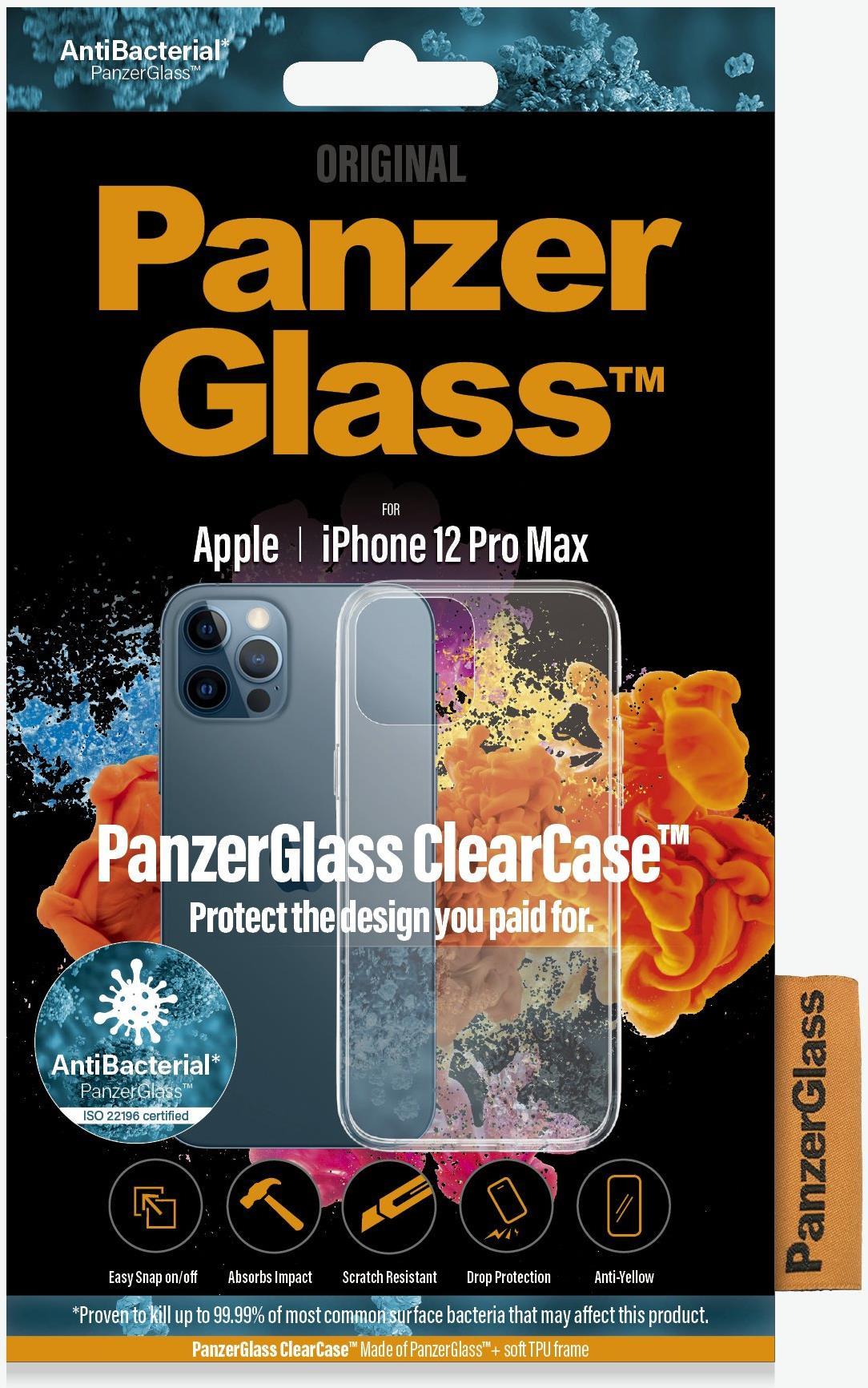 PanzerGlass ClearCase - Hintere Abdeckung für Mobiltelefon - Temperglas, Thermoplastisches Polyurethan (TPU) - für Apple iPhone 12 Pro Max
