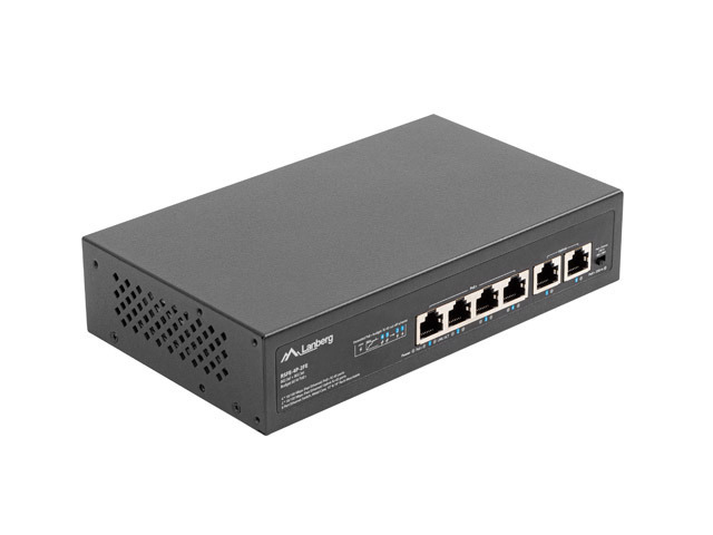 Lanberg RSFE-4P-2FE-60 6-Port Fast Ethernet Switch PoE+ Schwarz