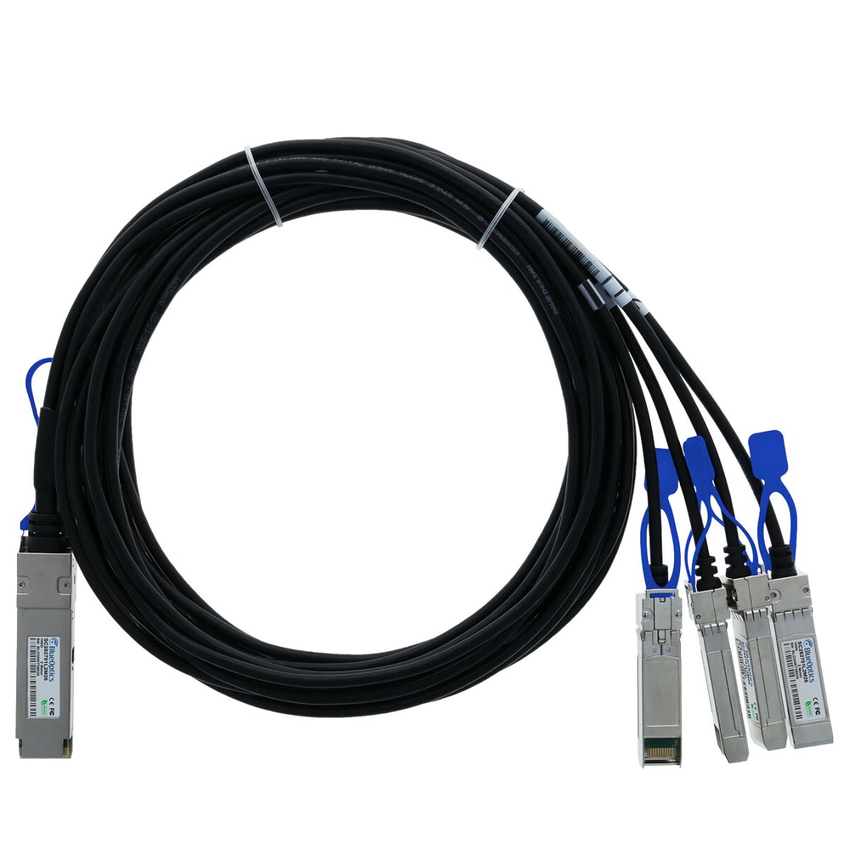 BlueOptics MCP7F00-A001-BL Kompatibles Mellanox DAC Breakout Kabel QSFP28 auf 4x SFP28 100 Gbit/s 1 m Silber, Schwarz