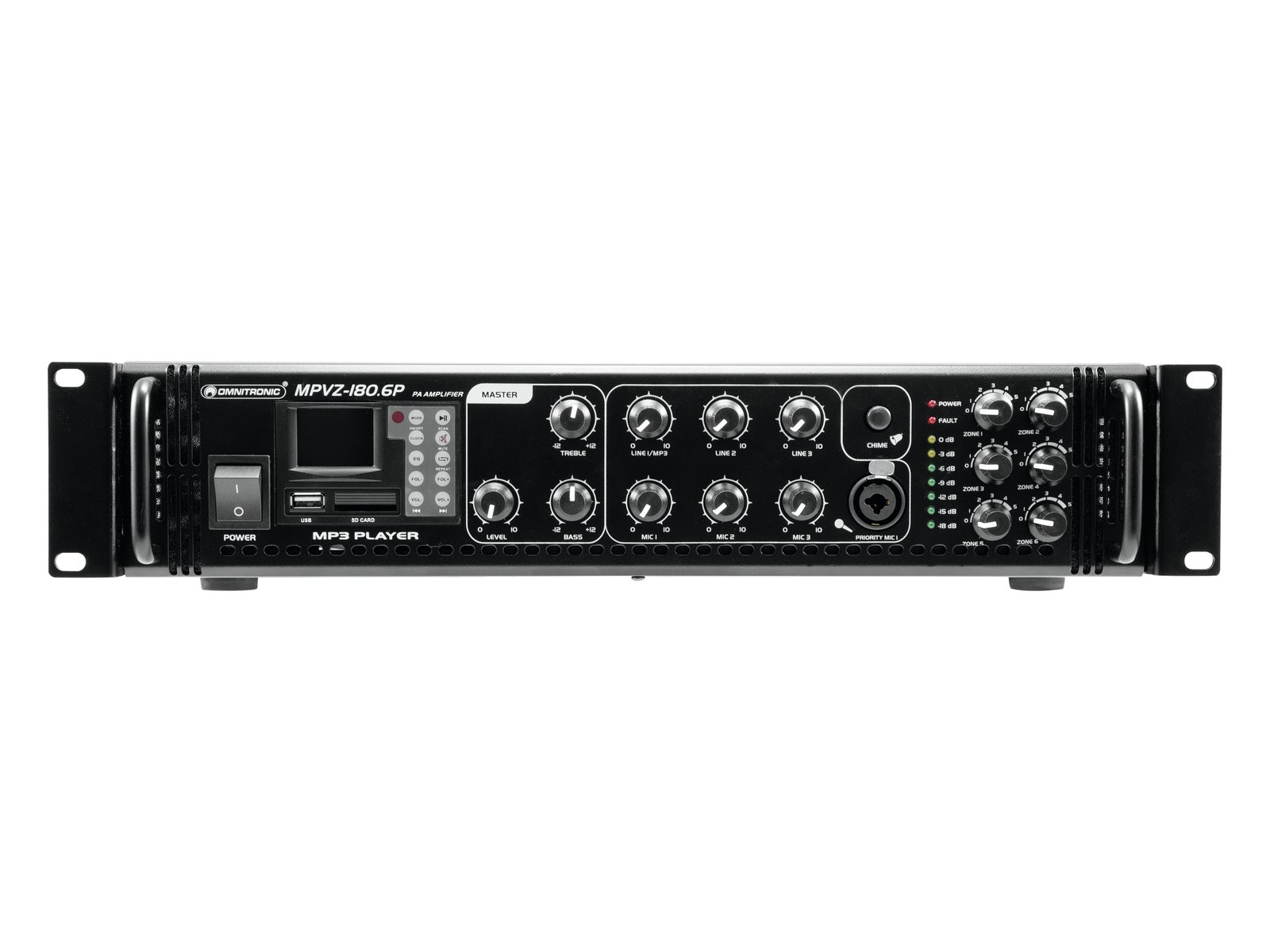 Omnitronic MPVZ-180.6P Mischverstärker 180 W Schwarz
