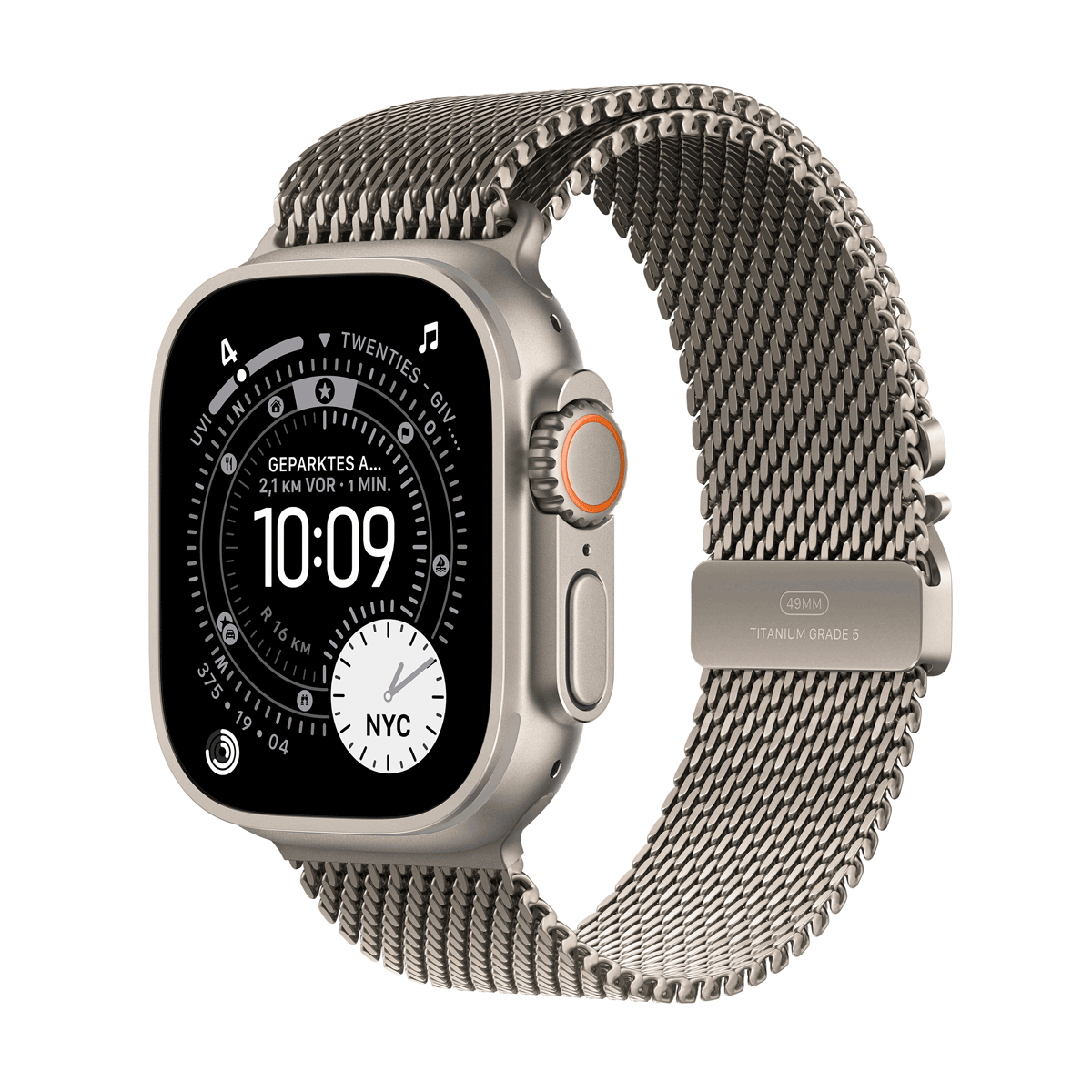 Apple Watch Ultra 3 Titanium Cellular 49mm Natur (Milanaise Titan natur) Large (MF0E4QF/A)