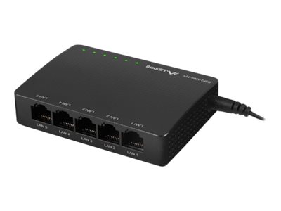 Lanberg DSP2-1005-12V Netzwerk-Switch Unmanaged 5 Ports Gigabit Ethernet Schwarz