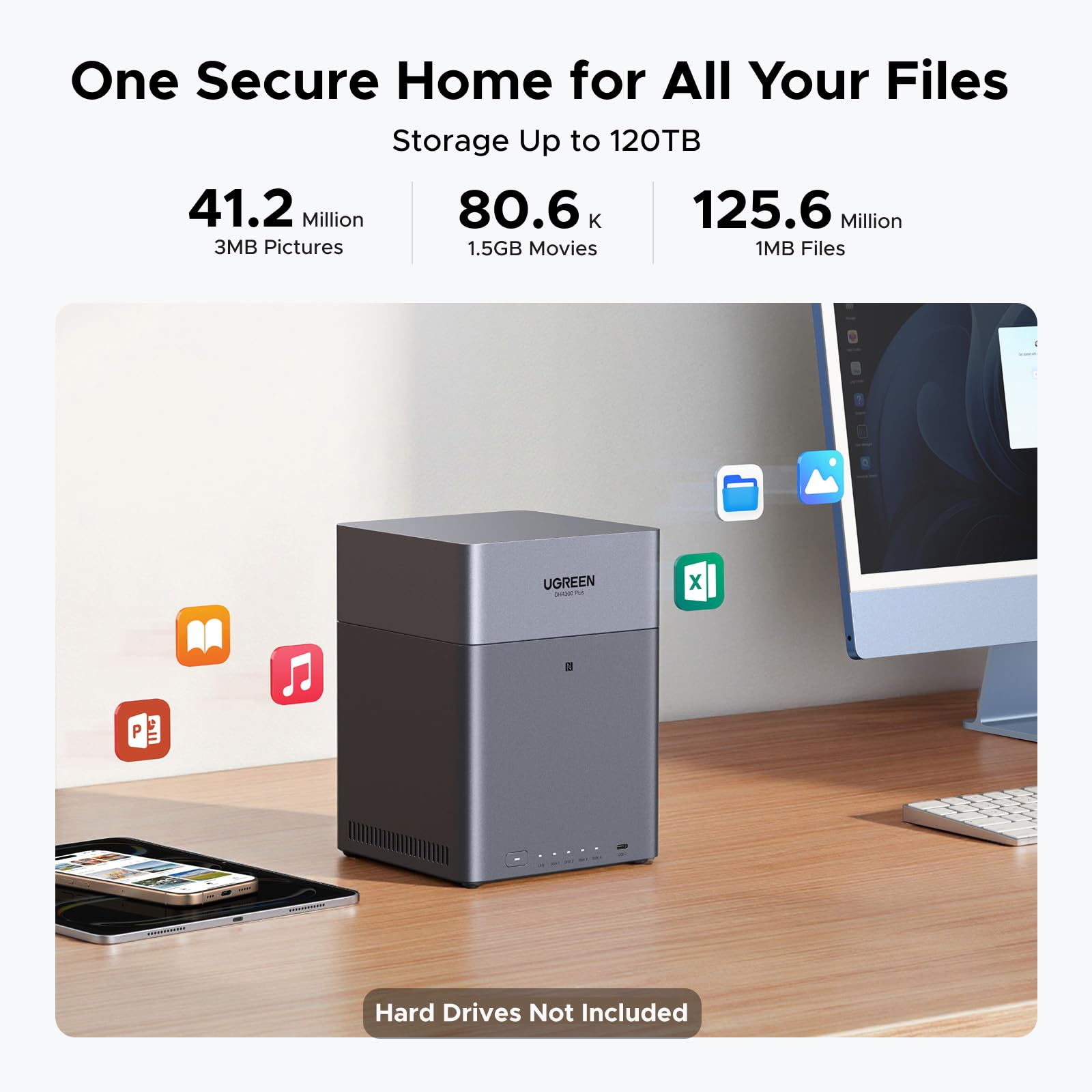 Ugreen NASync DH4300 Plus 4-Bay NAS 120 TB 8 GB RAM Grau