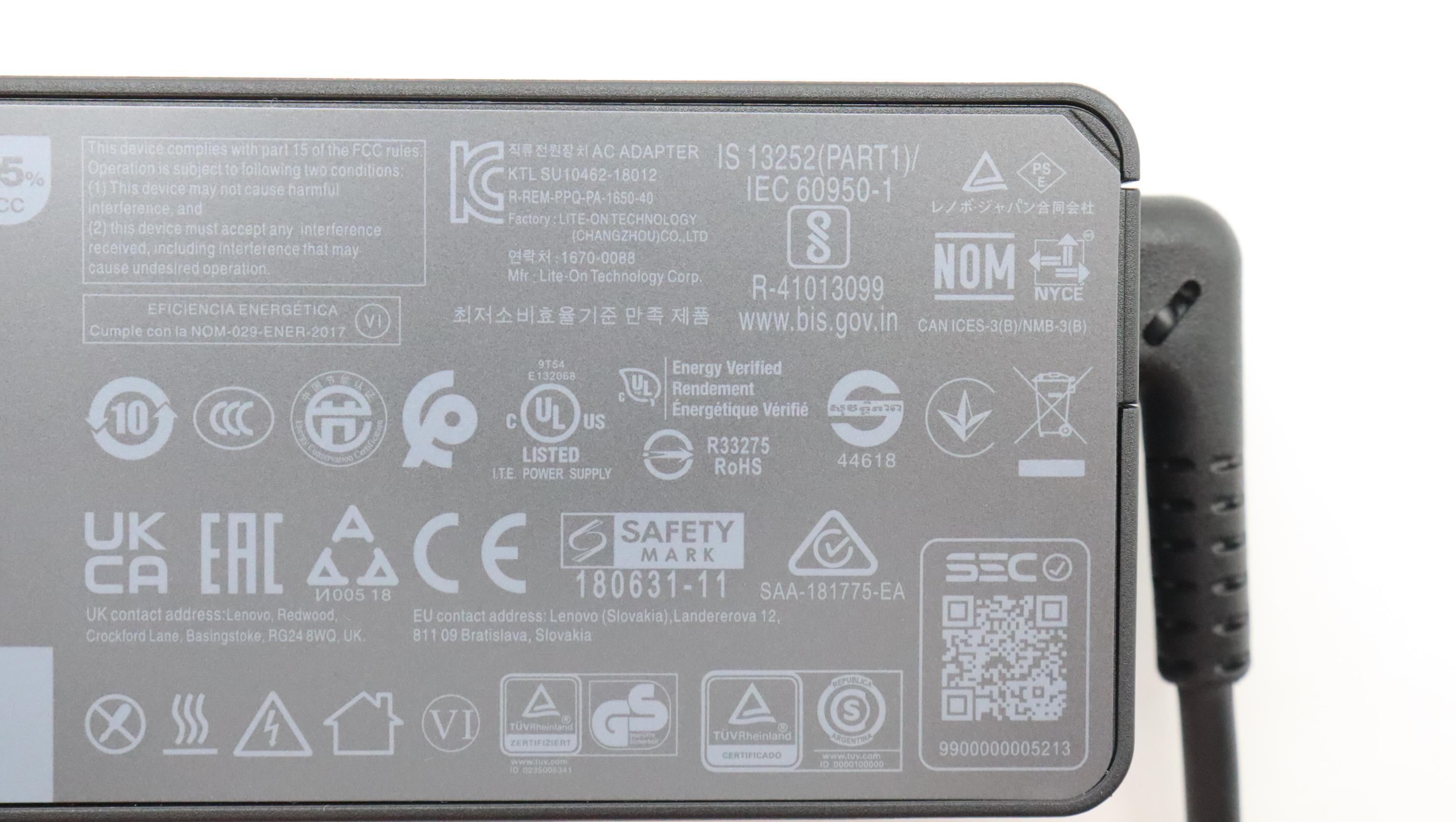 Lenovo USB-C Netzteil 65 W PD 20/15/9/5 V Schwarz