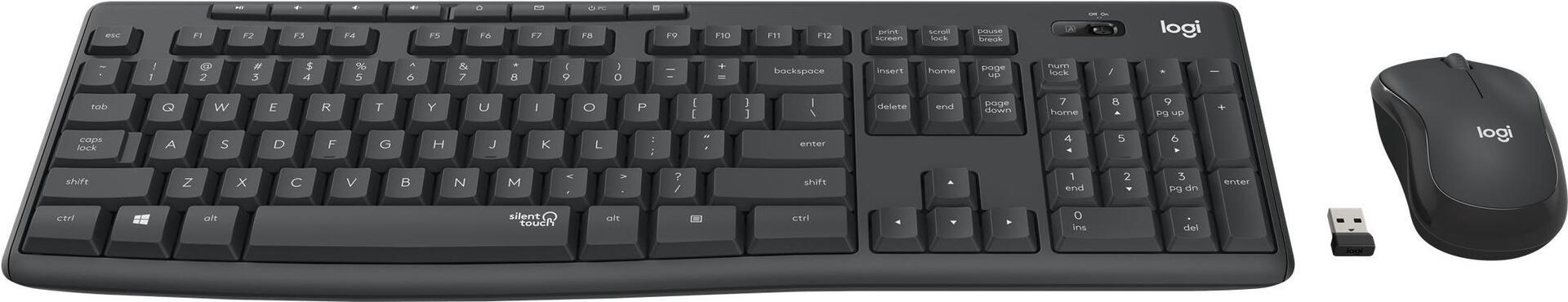 Logitech MK295 Silent Tastatur-und-Maus-Set kabellos 2.4 GHz Graphite