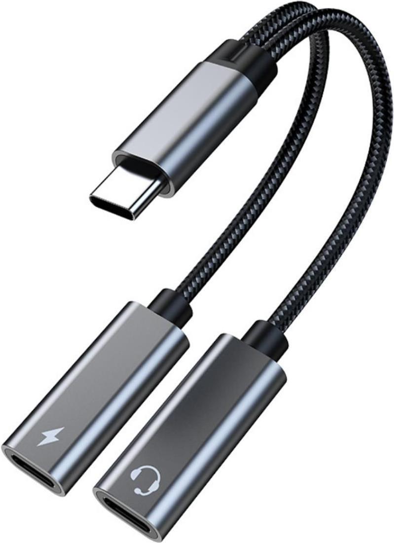 MicroConnect USB-C to USB-C PD and USB-C Female Adapter, Silver 13cm (MC-USBC-CFCF)