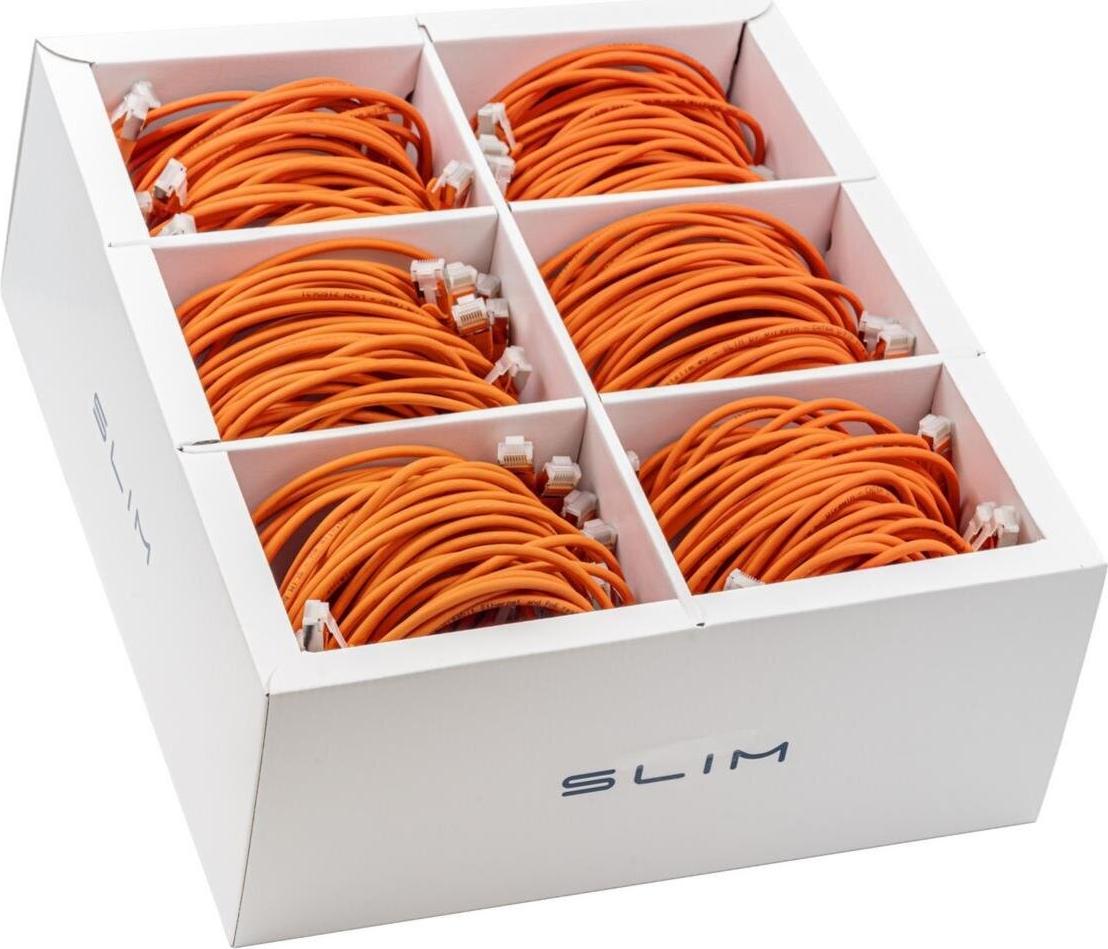SLIM KAT6A 10 Gigabit Lightpatchkabel, 0,50m, U/FTP, Ø 3,8mm, orange, 90-Pack KAT6A LIGHT geschirmt (SLIM-LS-K6A 0.5 OR 90)