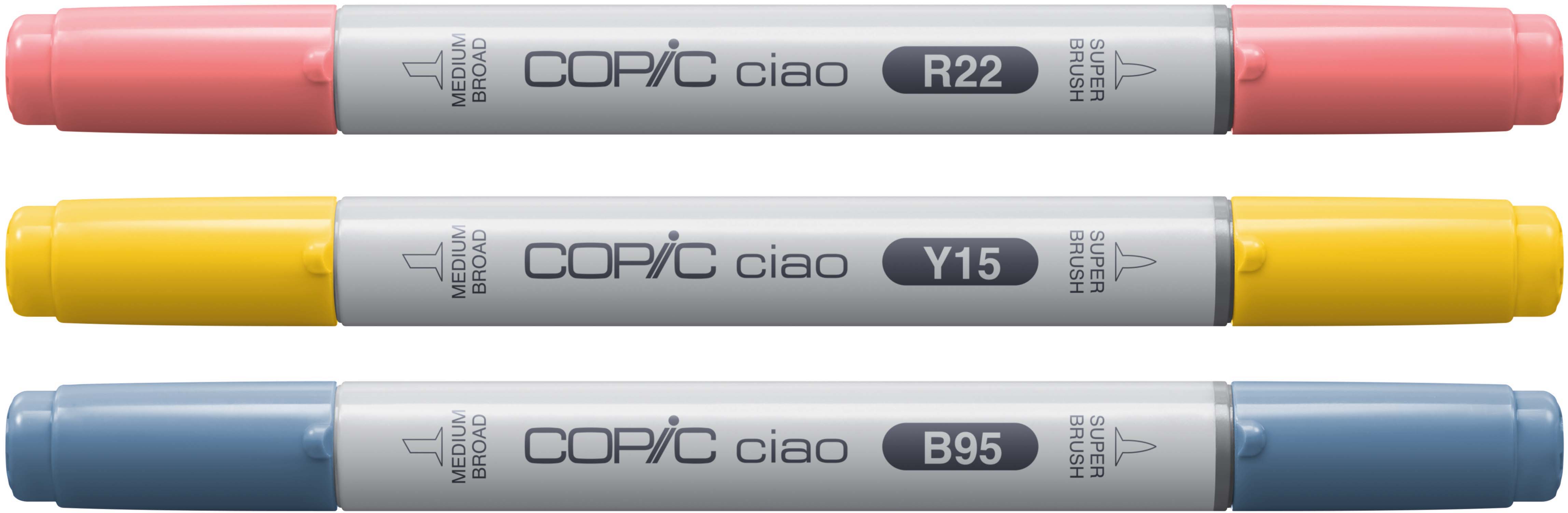 COPIC Ciao Brilliant Palette Layoutmarker-Set 1,0 + 6,0 mm Blau, Rot, Gelb