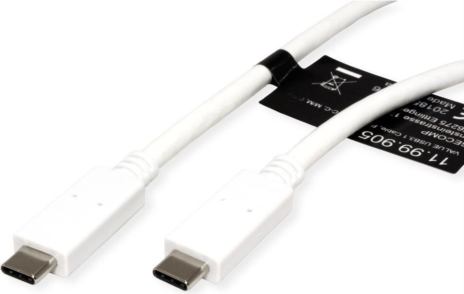 Value 11.99.9053 USB Kabel 1 m USB 3.2 Gen 1 (3.1 Gen 1) USB C Weiß (11.99.9053)