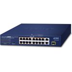 PLANET 16-Port 10/100TX 802.3at PoE Unmanaged Fast Ethernet (10/100) Power over Ethernet (PoE) 1U Blau (FGSD-1821P)