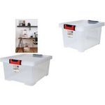 EDA Aufbewahrungsbox CLiPSTOCK, 30 Liter, PP, transparent mit Deckel, Soft-Touch Griffe in schwarz/rot, sehr robust, - 1 Stück (010444)