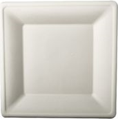 Papstar 84586 - Teller - Quadratisch - Zuckerrohr - Weiß - Einfarbig - 50 Stück(e) (84586)