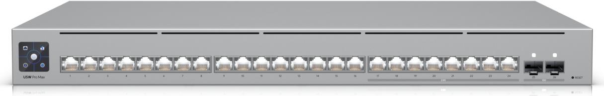 Ubiquiti Switch UniFi 16xRJ45 GBit/8xRJ45 2.5G/2xSFP+ Managed Max 19" Rack-Mountable, 1,3" Touchscreen (USW-PRO-MAX-24)