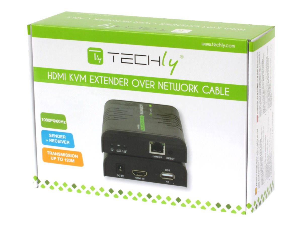 Techly TECHly 120m HDMI KVM Extender über Netzwerkkabel Schwarz