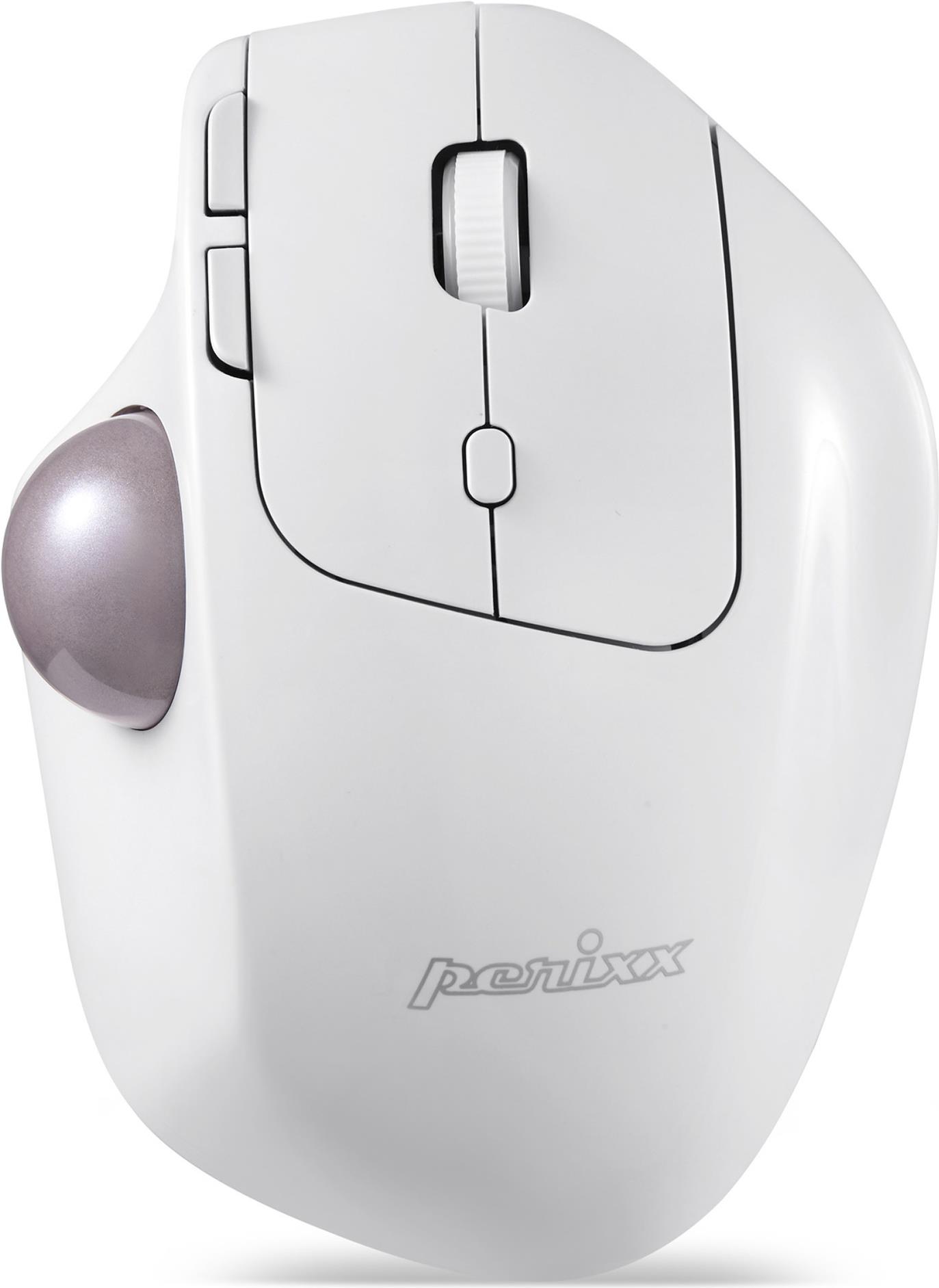 Perixx PERIMICE-720 W kabellose 2.4 GHz und Bluetooth ergonomische Trackball Maus (PERIMICE-720 W)