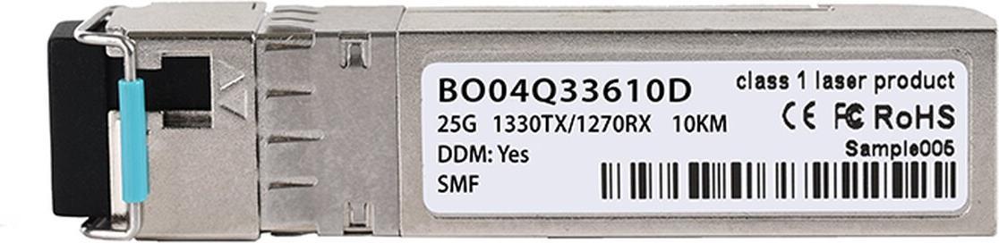 Kompatibler LevelOne SFP28-25G-BX-D-10KM BlueOptics© BO04Q33610D SFP28 Bidi Transceiver, LC-Simplex, 25GBASE-BX-D, Singlemode Fiber, TX1330nm/RX1270nm, 10KM, DDM, 0°C/+70°C (SFP28-25G-BX-D-10KM-LO-BO)