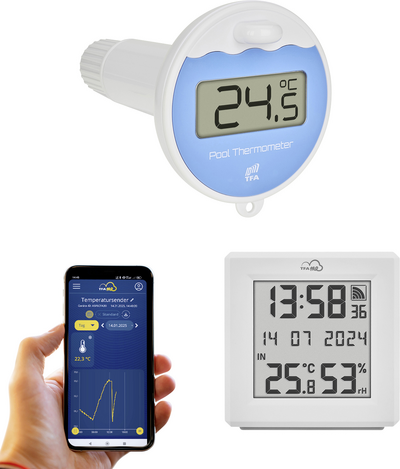 TFA Dostmann TFA.me Starter Set mit WLAN Gateway und Poolsender Schwimmbecken-Thermometer Weiß 35.8110.02 (35.8110.02)