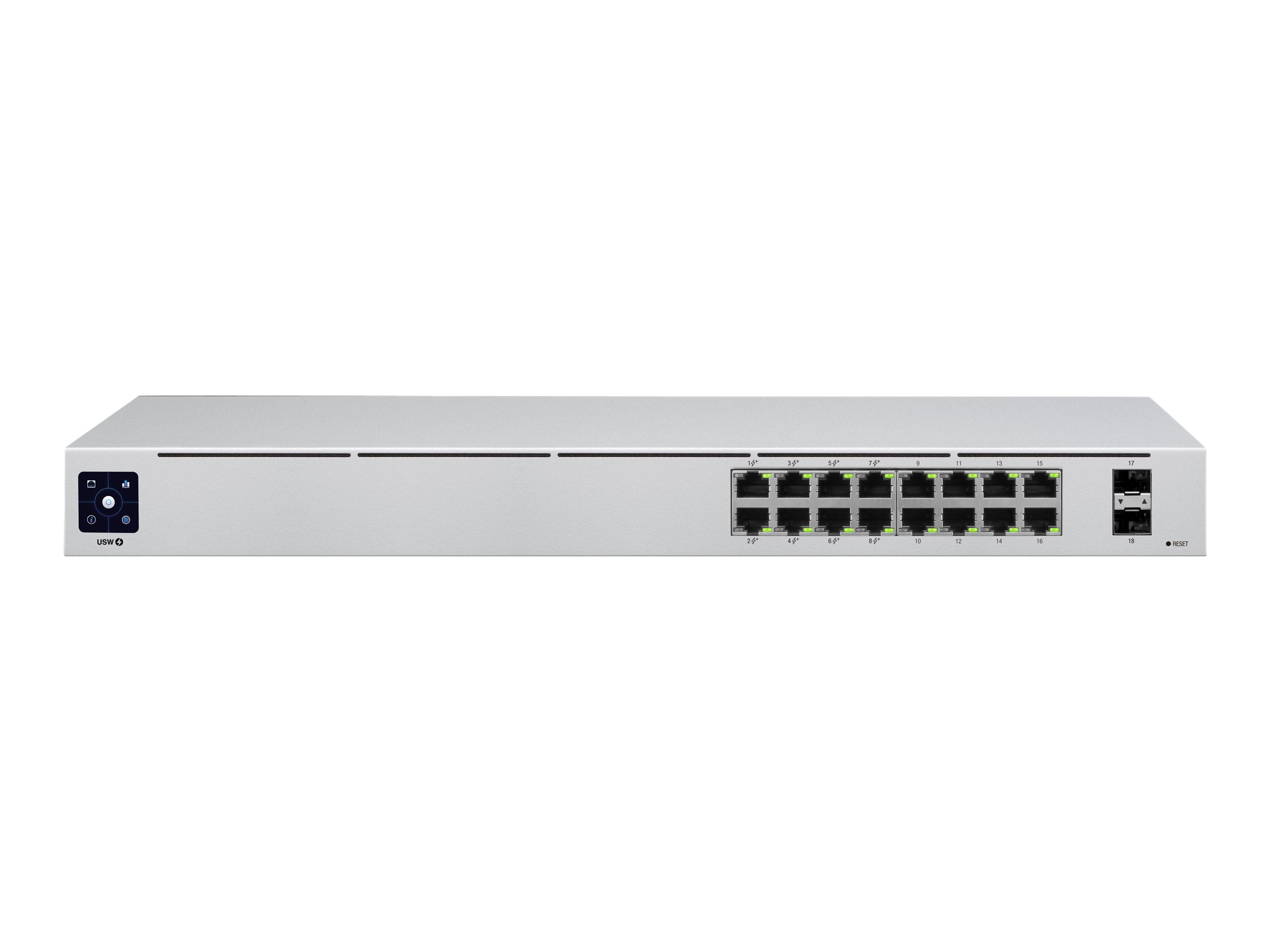 Ubiquiti UniFi Switch USW-16-POE Managed Gigabit Switch 16 Ports PoE+ Grau