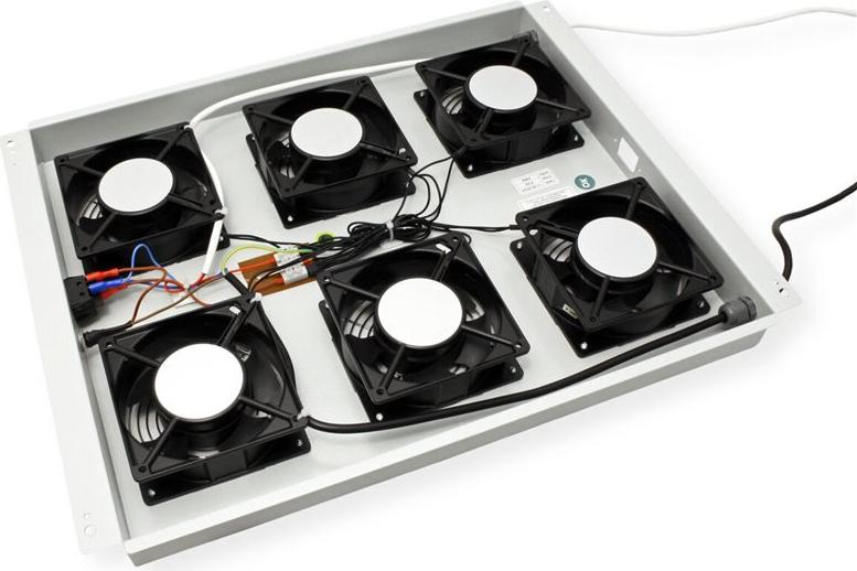 ROLINE 19" Dachlüftereinheit 6 Lüfter Thermostat Hellgrau