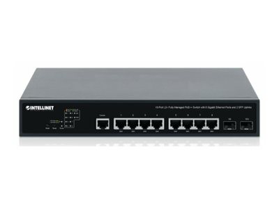 Intellinet 562003 10-Port L2+ Managed PoE++ Switch 8x Gigabit 2x SFP Schwarz