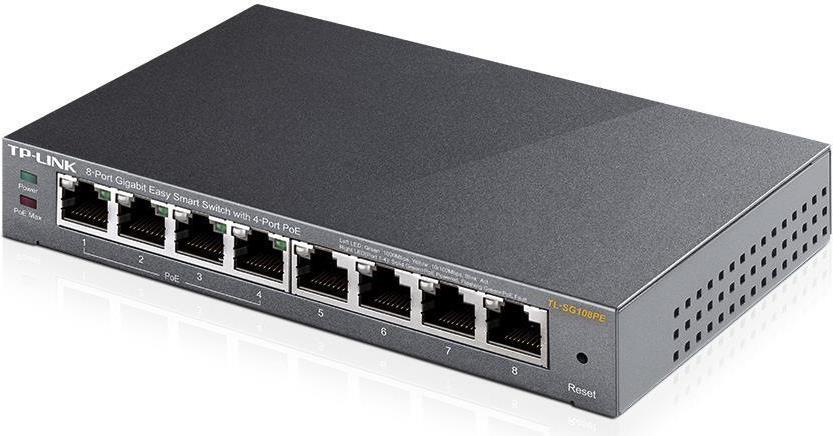 TP-Link Easy Smart TL-SG108PE 8-Port Gigabit PoE+ Switch Schwarz