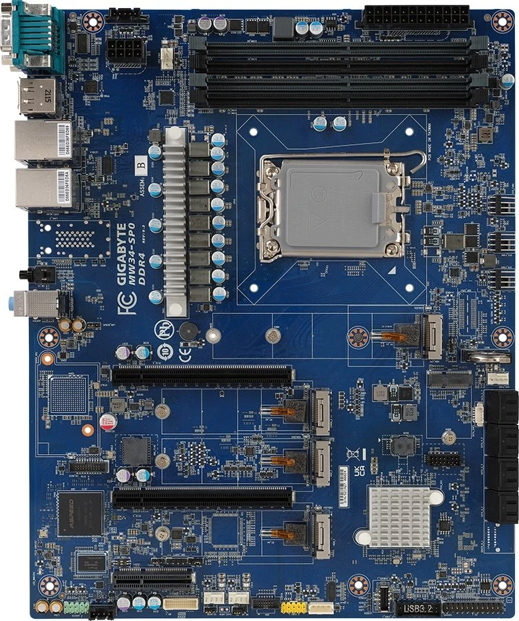 Gigabyte MW34?SP0 Rev.1.0 Mainboard – ATX – Sockel 1700 – Intel W680 – 4x DDR4 – 2x PCIe x16 – 8x SATA – 2.5GbE – Blau (MW34-SP0) (geöffnet) (geöffnet)
