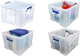 Fellowes Aufbewahrungsbox ProStore, 48 Liter, transparent transparent klar, aus stoßfestem, recycelbarem PP, mit - 1 Stück (7730901)