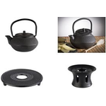 APS Stövchen für Teekanne ASIA, schwarz aus Gusseisen, 1-flammig, mit abnehmbarem Deckel, - 1 Stück (10994)