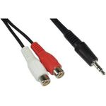 InLine® Cinch/Klinke Kabel, 2x Cinch Bu an 3,5mm Klinke St 3m (89941C)
