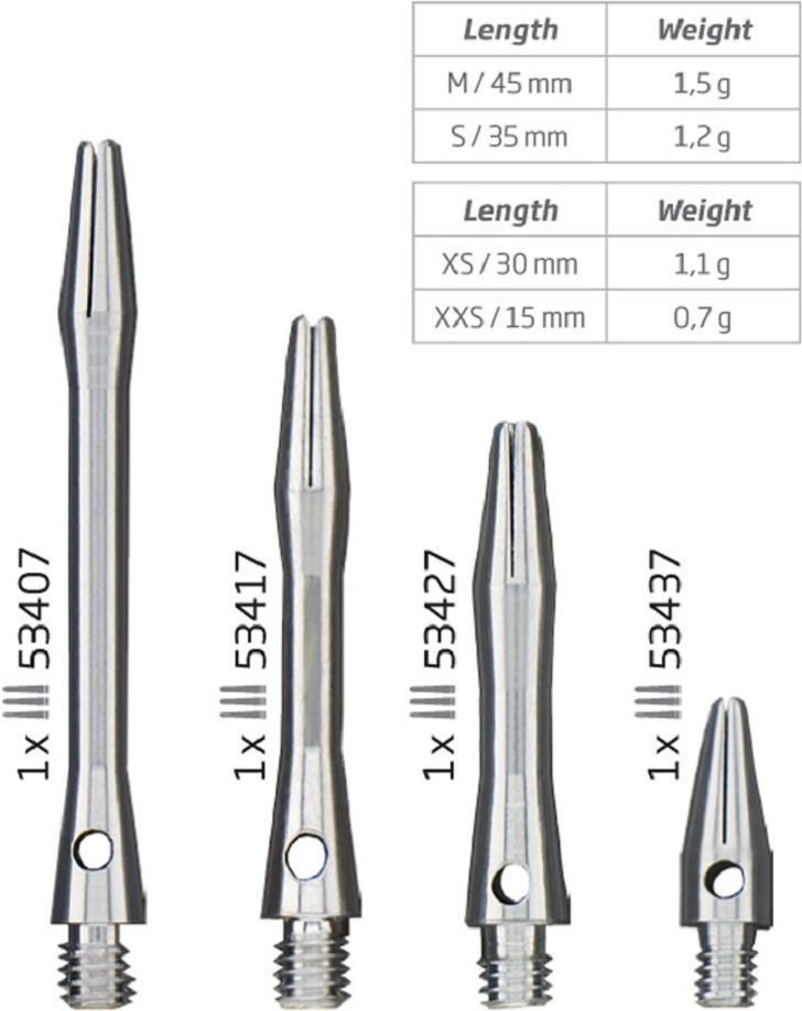 BULL'S 12 BULL'S Simplex Aluminium Shaft m/silber (53407)