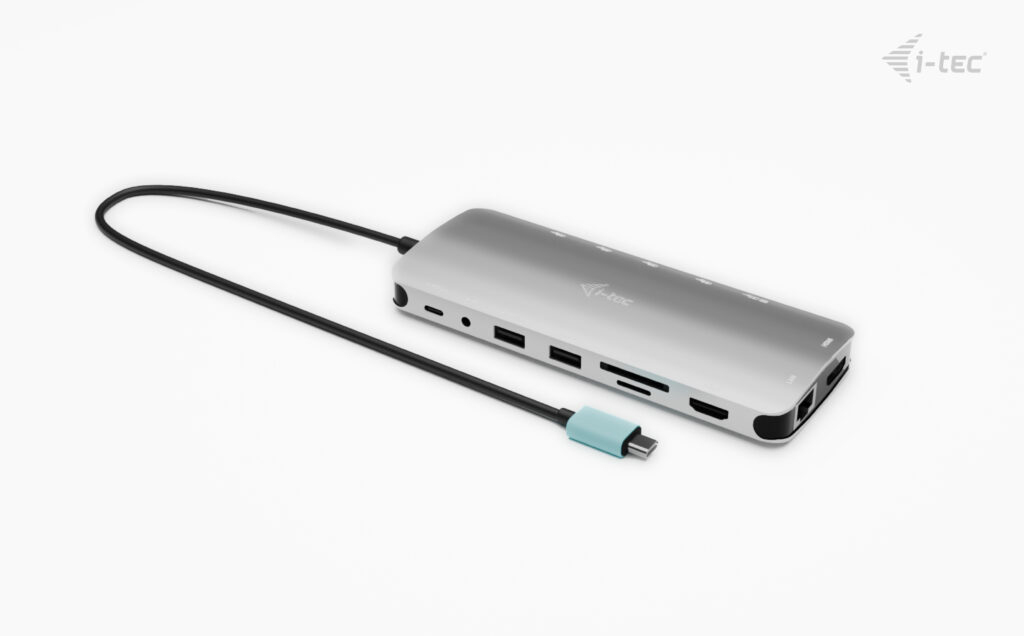 i-tec USB-C Metal Nano Dock Dockingstation 2x HDMI USB-C GLAN SD/microSD Power Delivery 140W Grau