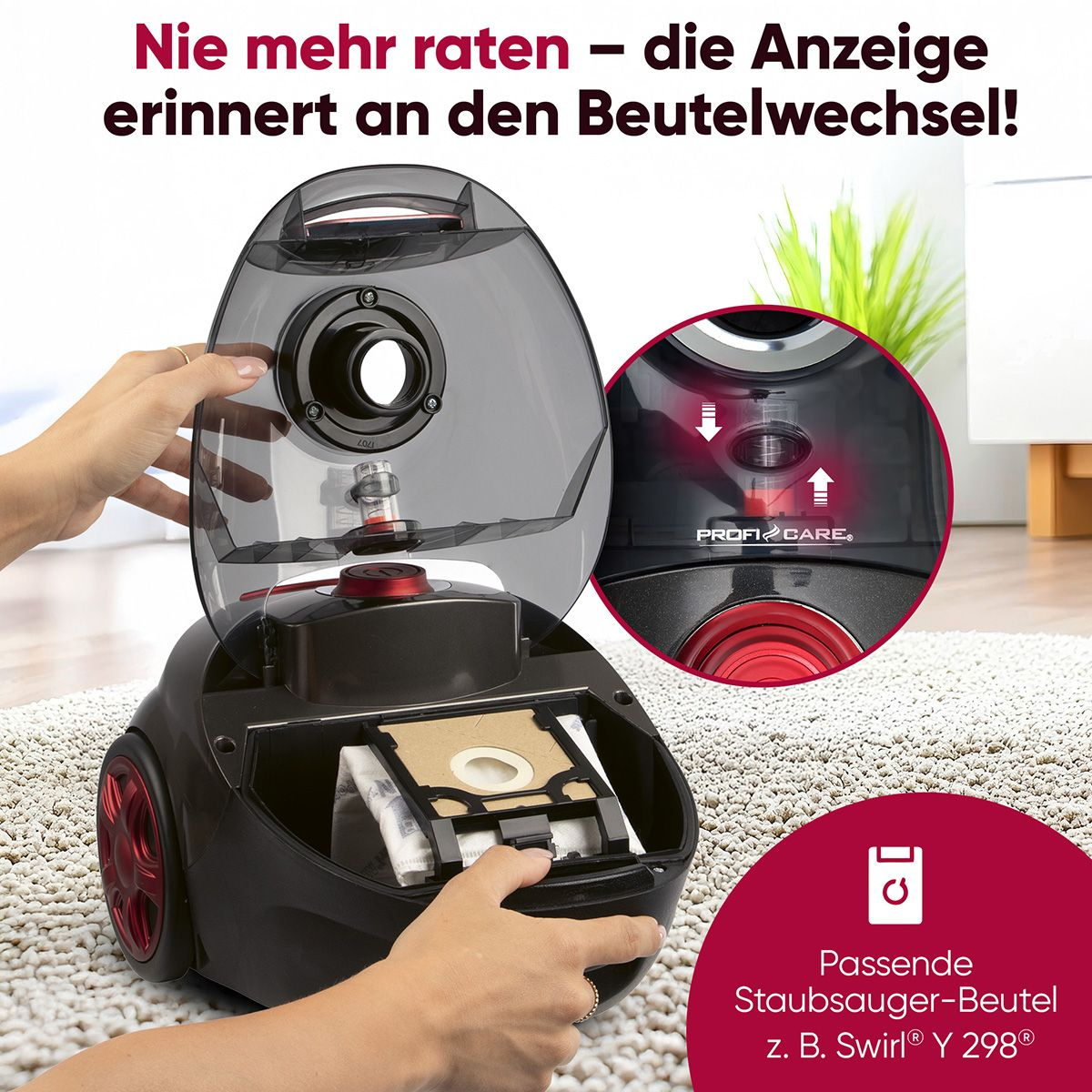 Clatronic Profi-Care PC-BS 3141 Bodenstaubsauger 700 W HEPA Anthrazit Rot