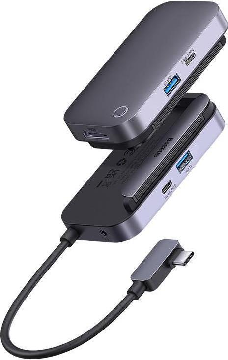 Hub 4in1 Baseus PadJoy Serie USB-C i USB 3.0 + HDMI + USB-C PD + Buchse 3,5 mm (grau) (WKWJ000013)