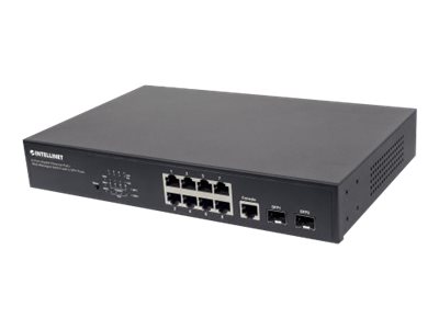 Intellinet 8-Port Gigabit Ethernet PoE+ Web-Managed Switch mit 2 SFP Ports 20 Gbit/s Schwarz