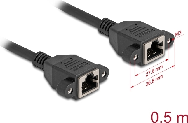 Delock Netzwerk Verlängerungskabel S/FTP RJ45 Buchse zu Cat.6A flache (90783)