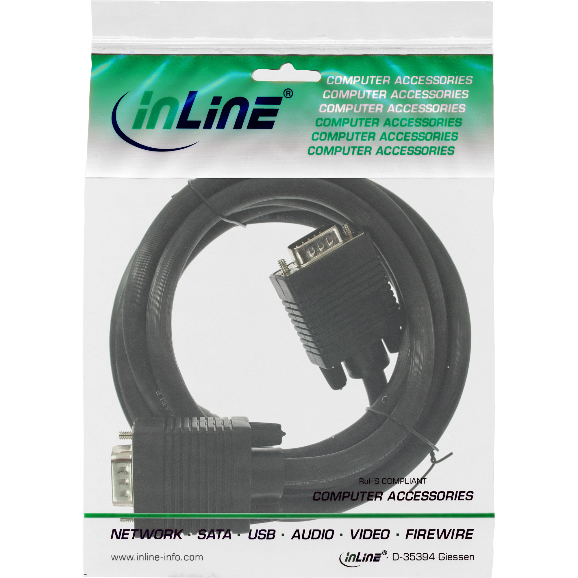 InLine VGA-Kabel, HD-15 Stecker/Stecker, 1,5 m, Schwarz