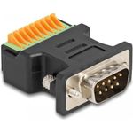 Delock D-Sub 9 Stecker zu Terminalblock Adapter mit Drucktaster (66558)
