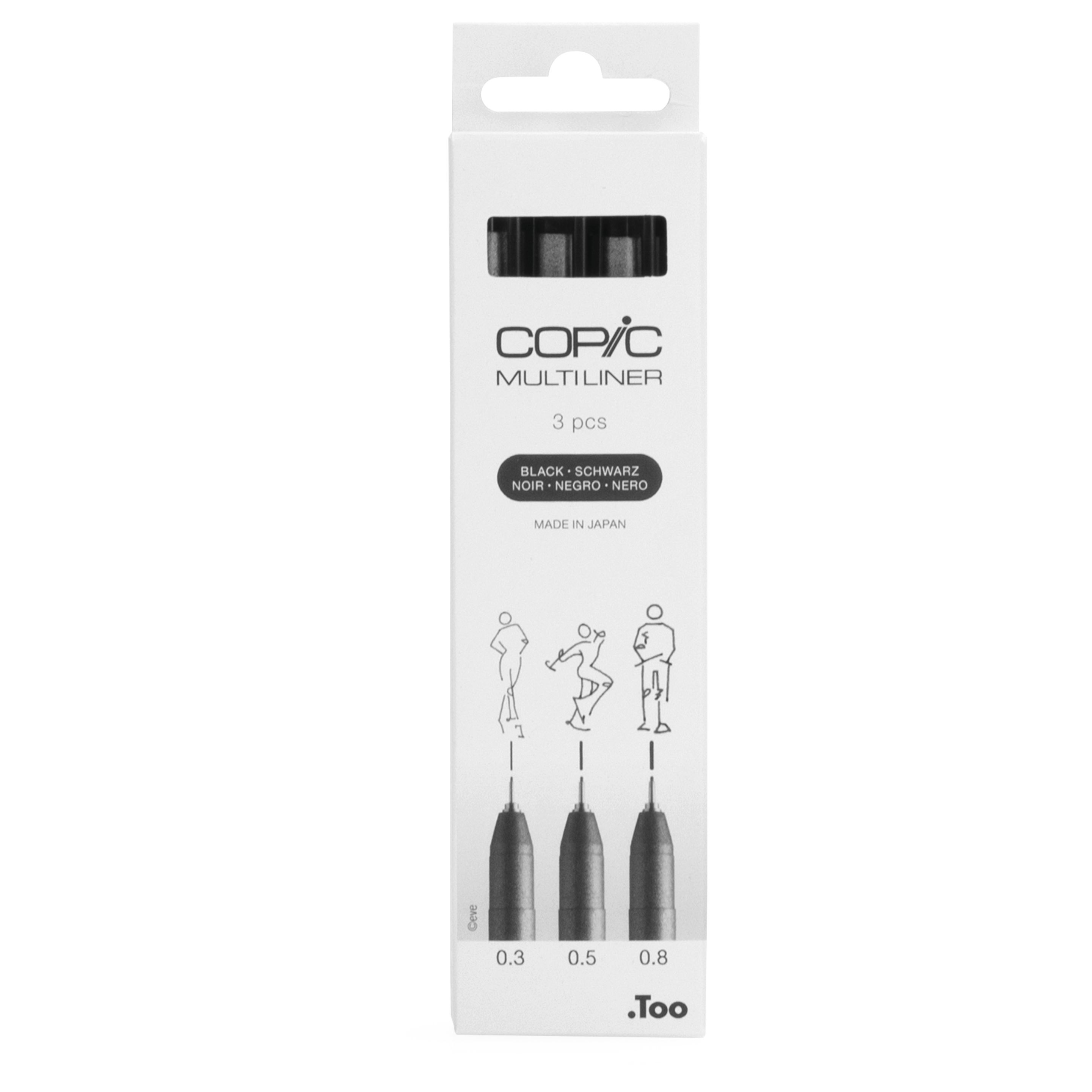 COPIC Multiliner Fineliner Set 0.3 + 0.5 + 0.8 mm 3 St. Schwarz