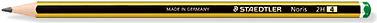 STAEDTLER Bleistift Noris, sechseckig, Härtegrad: 2H Minenstärke: ca. 2 mm, gelb/schwarz lackiert, - 12 Stück (120-4)