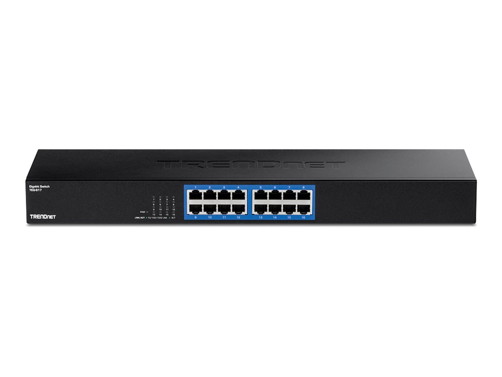 TRENDnet TEG-S17 16-Port Gigabit Ethernet Switch Rack Mount Schwarz