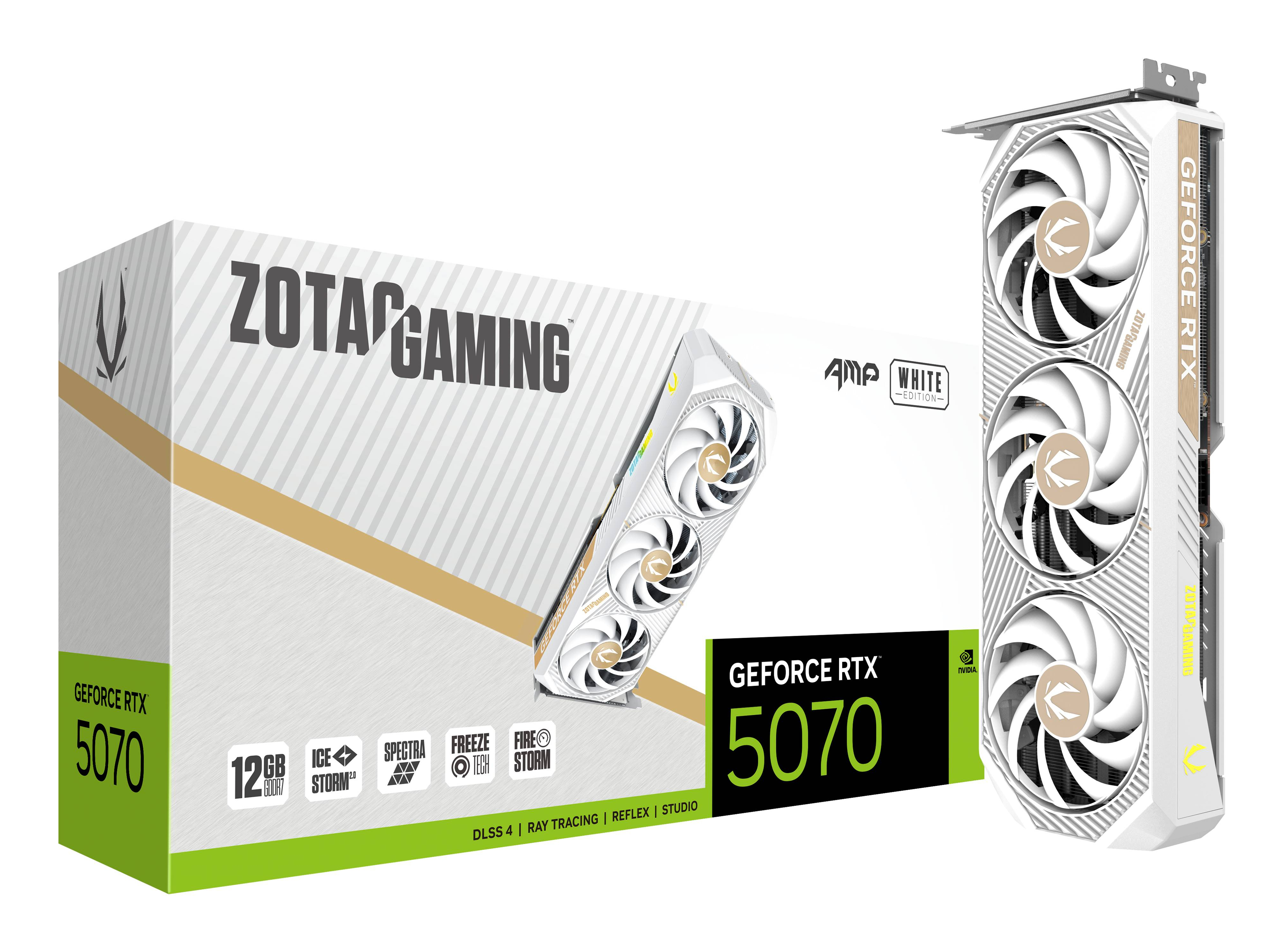 ZOTAC GAMING GeForce RTX 5070 AMP White Edition 12 GB GDDR7 Grafikkarte Weiß