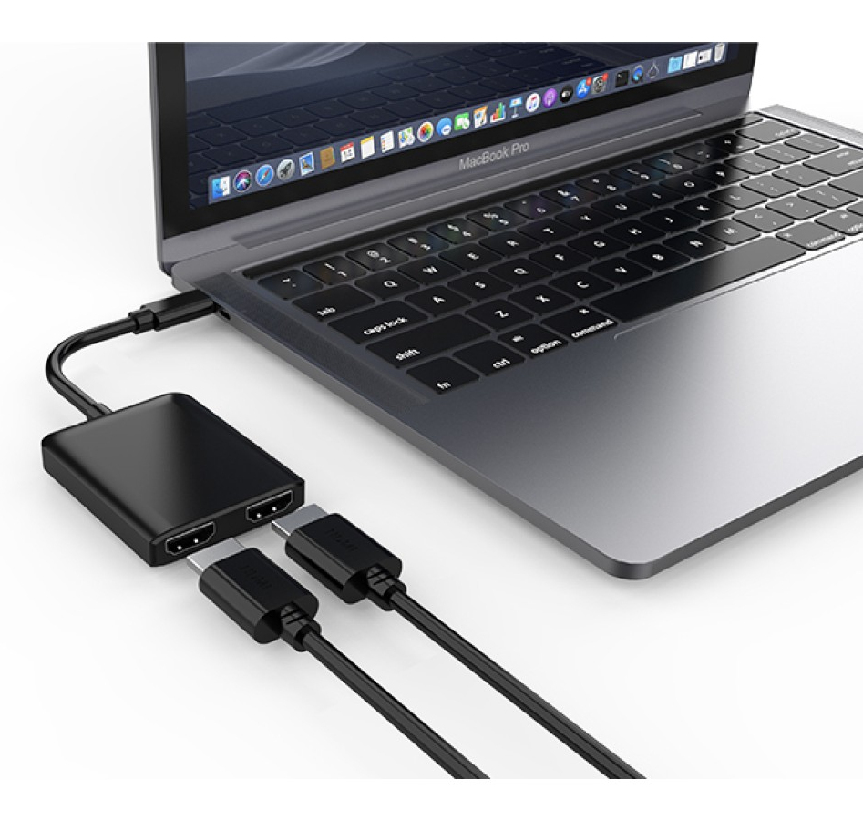 Techly USB-C auf 2x HDMI 4K Adapter 0,15 m Schwarz