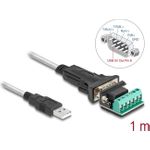 Delock Adapter USB 2.0 Typ-A zu 1 x Seriell RS-422/485 Stecker mit 6 Pin Terminalblock 5 V (64268)