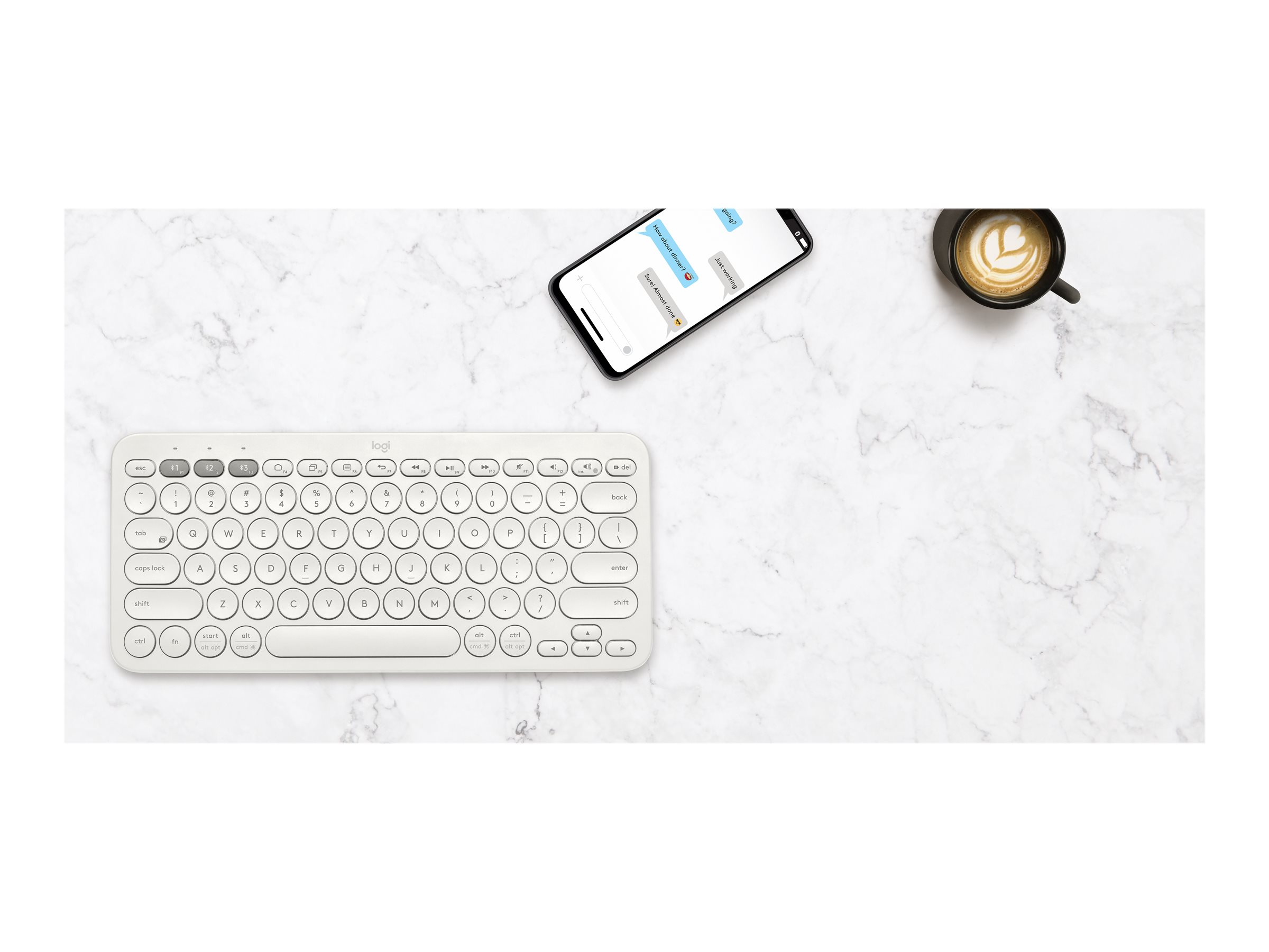 Logitech K380 Multi-Device Bluetooth Tastatur Off-White