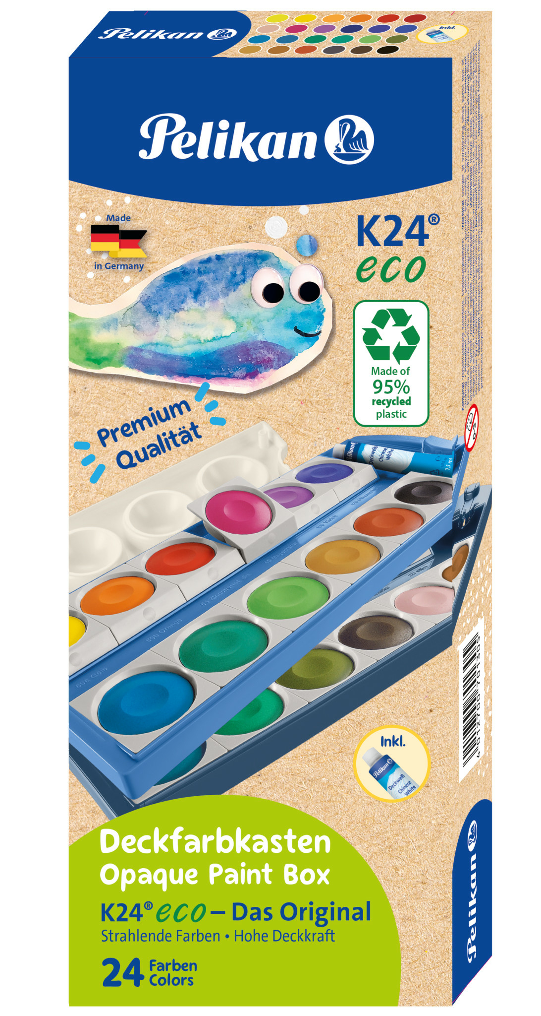 Pelikan Deckfarbkasten K24 eco 24 Farben inkl. Deckweiß