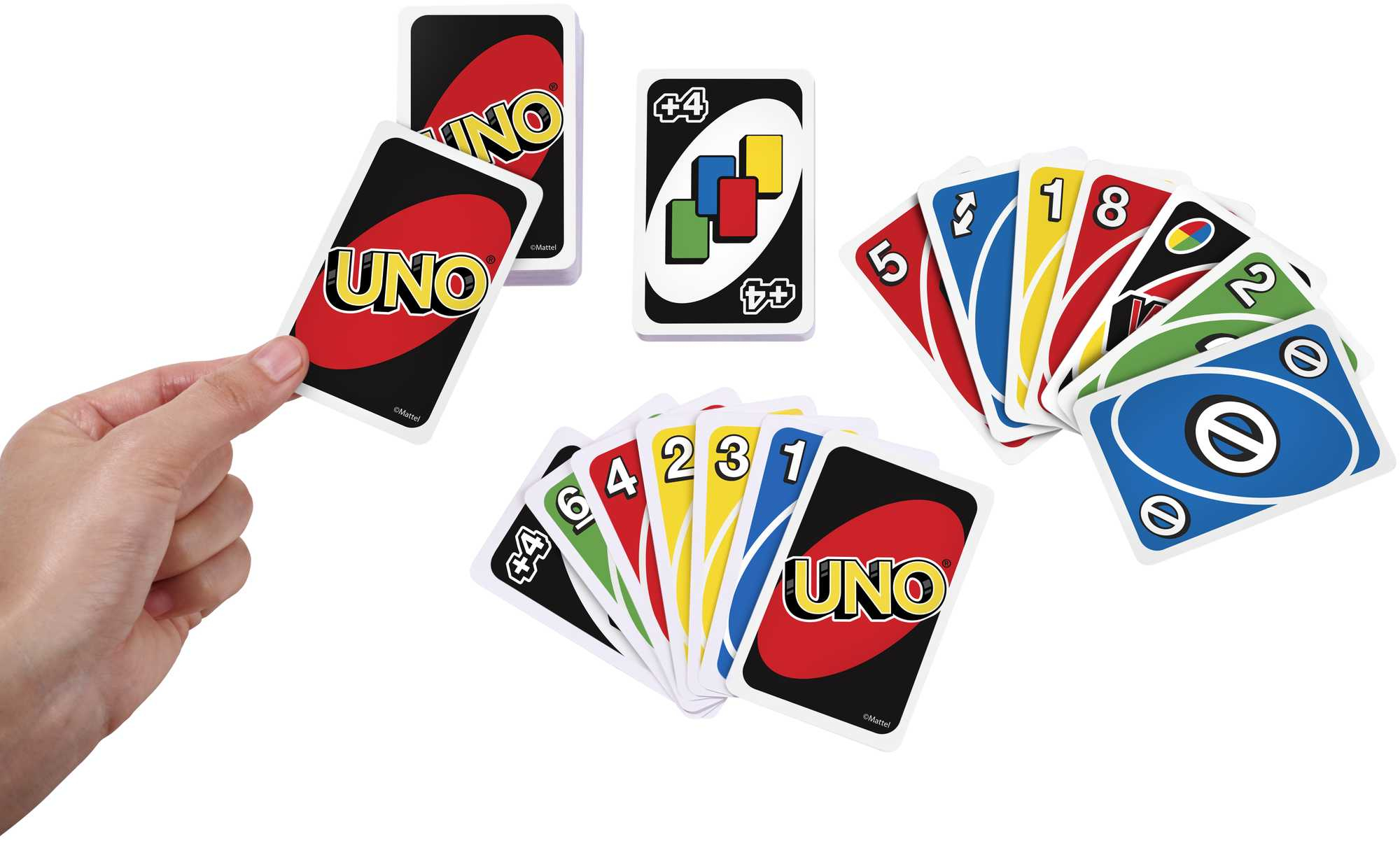 Mattel UNO Kartenspiel W2087 – Klassisches Abwurfspiel für 2–10 Spieler ab 7 Jahren